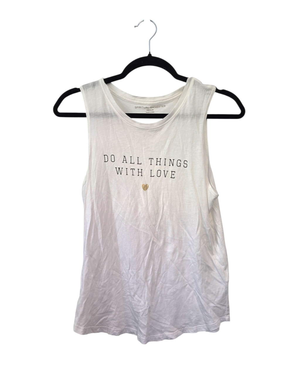 Spiritual Gangster 'Do All Things With Love' White Muscle Tank Size Medium